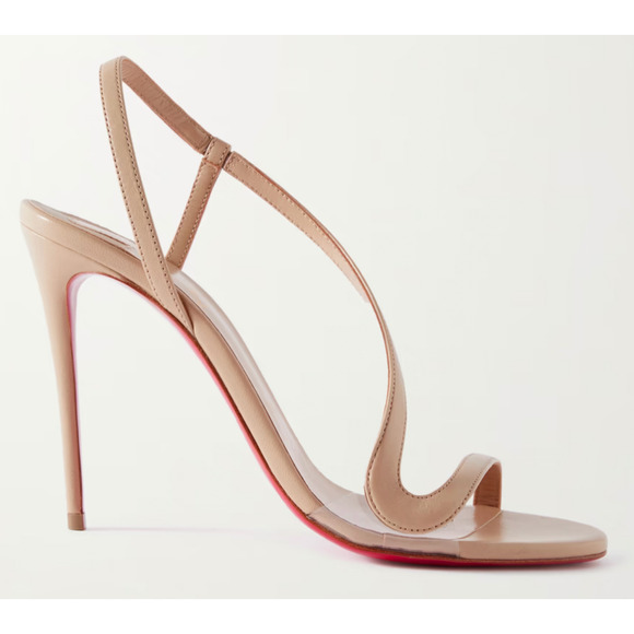 Christian Louboutin Rosalie 100 Nude 1 Leather Ankle Strap Sandal Heel Pump 40.5 - Picture 1 of 12